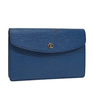LOUIS VUITTON Epi Montaigne 23 Clutch Bag Blue